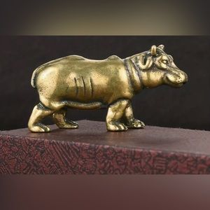 Retro Brass Hippopotamus